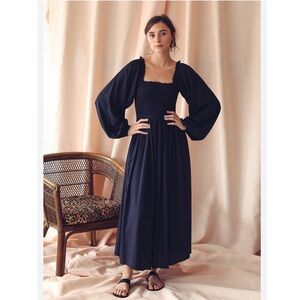 Mille Resort Catherine Smocked Long Sleeve Maxi Dress